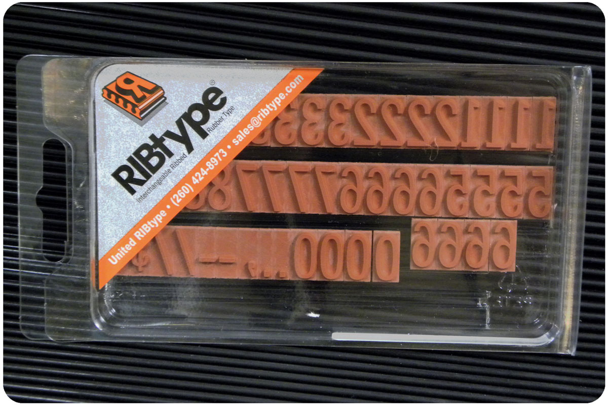 FB16 RIBtype Rubber Stamp Set: 1/2 inch Condensed Numbers